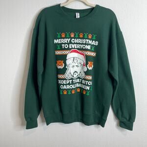 Joe Exotic Ugly Christmas Sweater Carole Baskin Tiger King Green Large